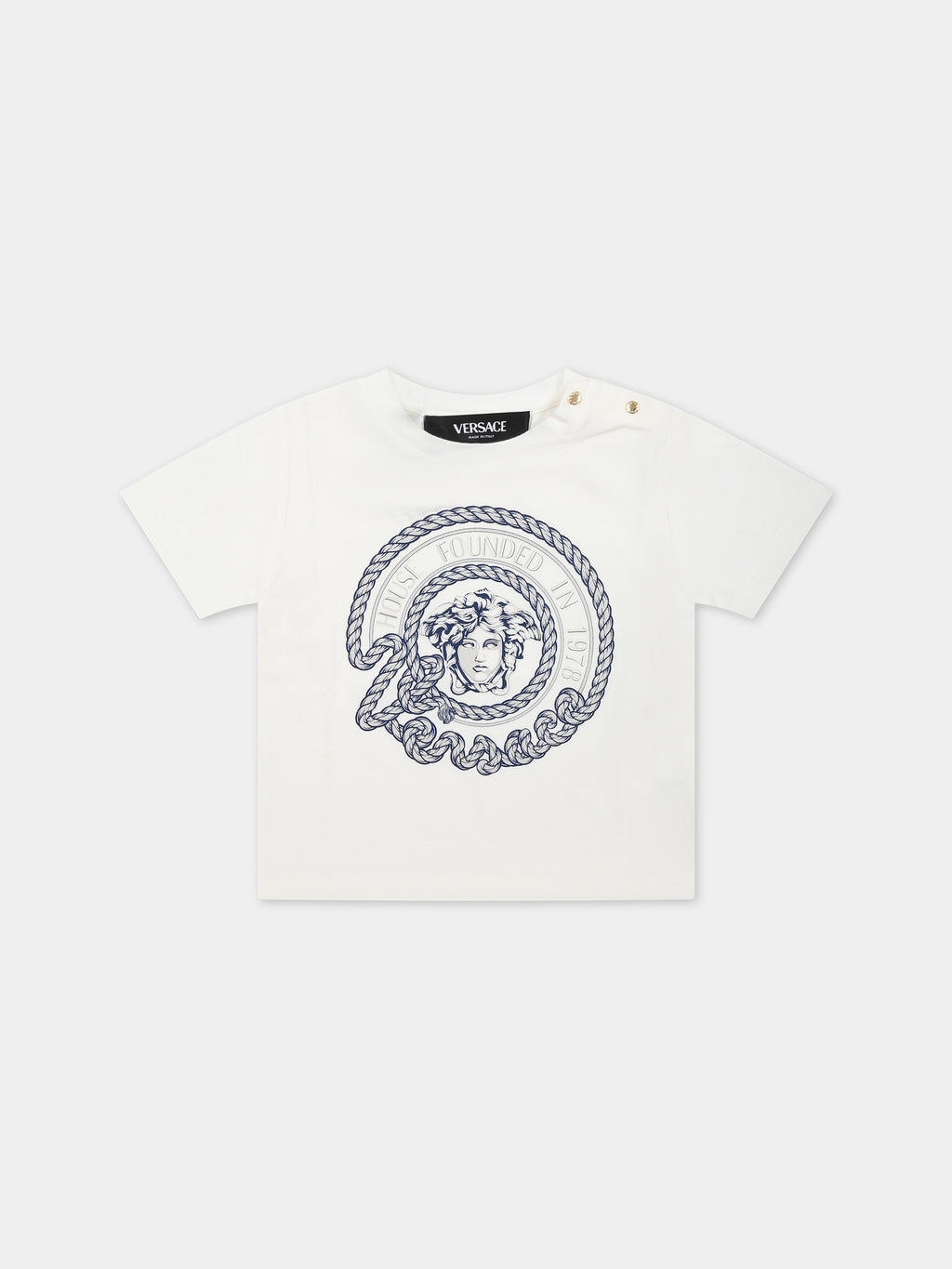 T-shirt bianca per neonato con logo Medusa
